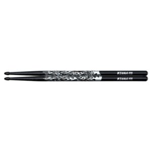 TAMA 5B-F-BS Rhythmic Fire Oak 5B Drumsticks, Black & Silver