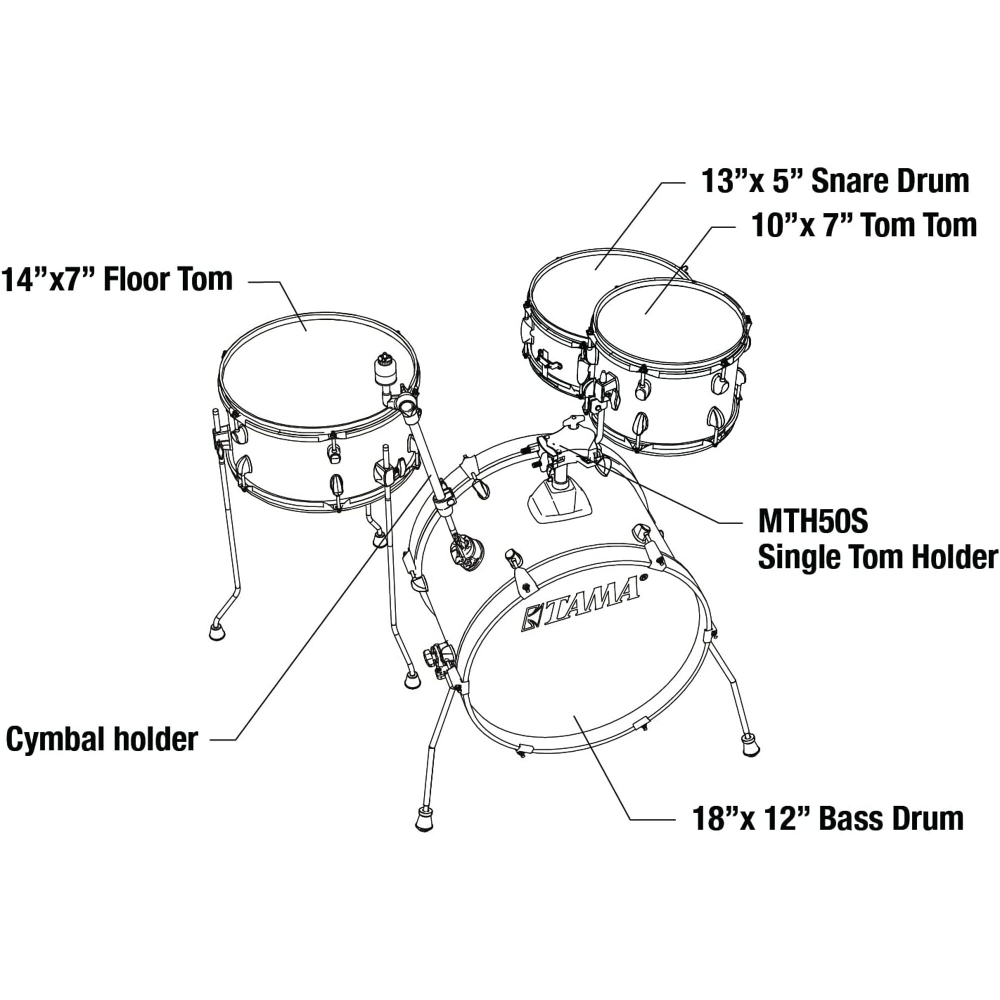 TAMA LJK48S-CPM Club-JAM 4-Piece Shell Pack with 18" Bass Drum - Candy Apple Mist - Image 4