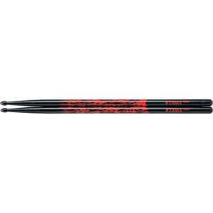 TAMA 7A-F-BR Rhythmic Fire Oak 7A Drumsticks, Black & Red