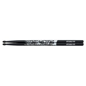 TAMA 7A-F-BS Rhythmic Fire Oak 7A Drumsticks, Black & Silver
