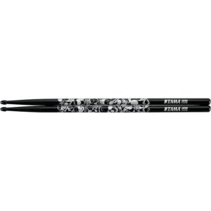 TAMA 7A-S-BS Design Oak Drumstick - 7A Sticks of Doom Black & Silver