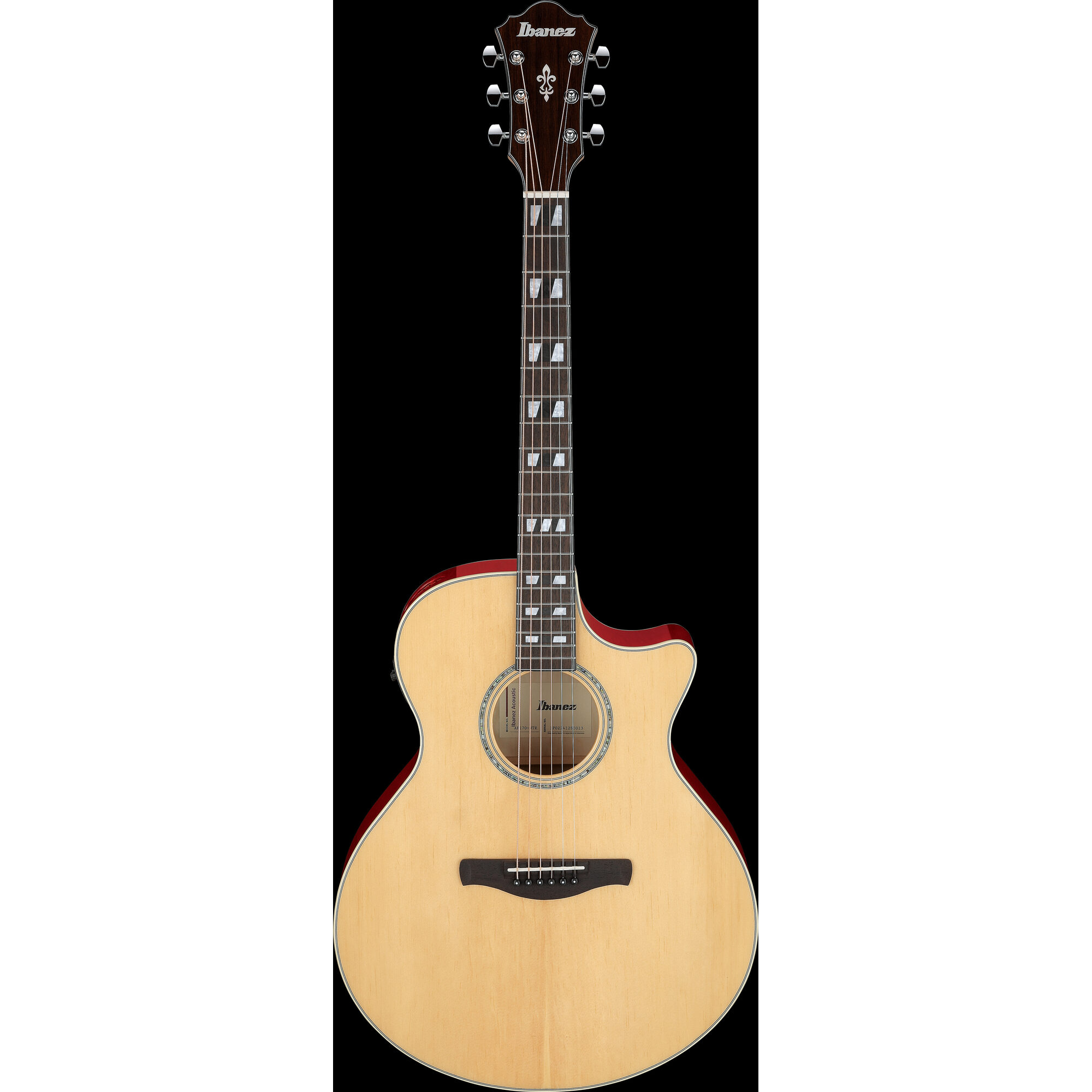 Ibanez AE170-NTR - Acoustic Guitar, Natural High Gloss Top - Transparent Red High Gloss Back & Sides - Image 7