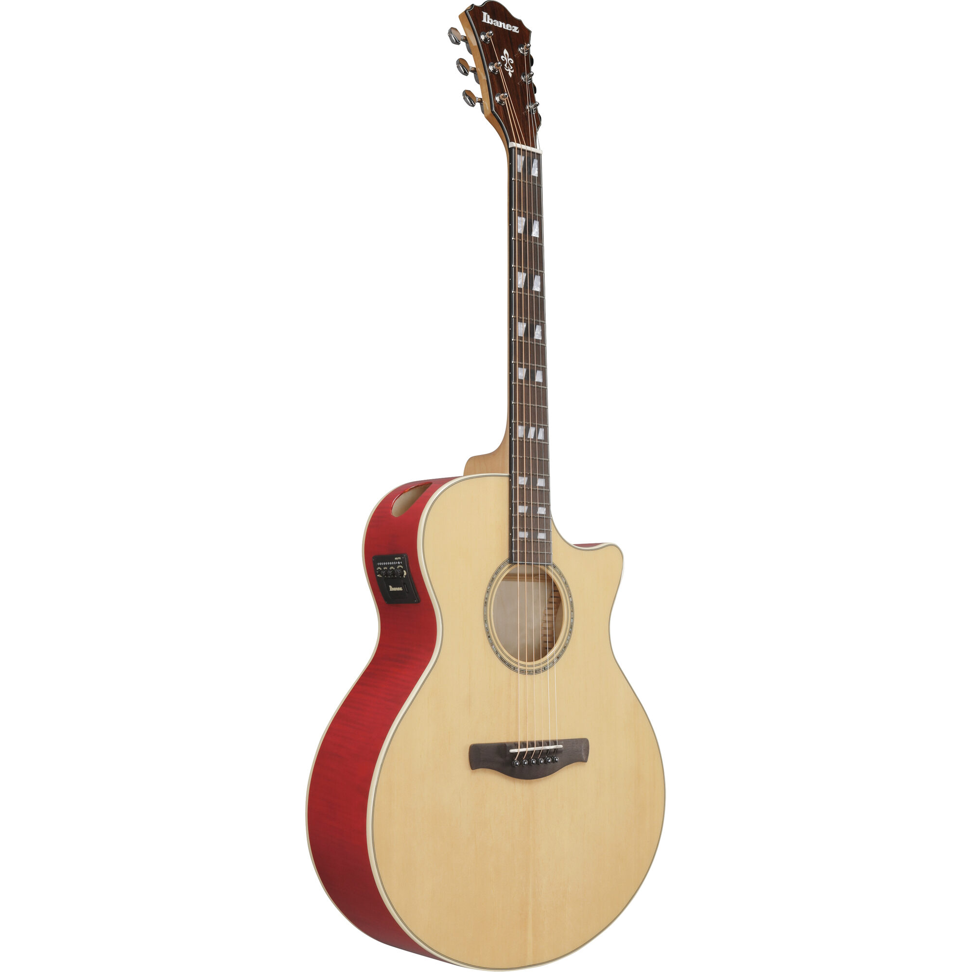 Ibanez AE170-NTR - Acoustic Guitar, Natural High Gloss Top - Transparent Red High Gloss Back & Sides - Image 4