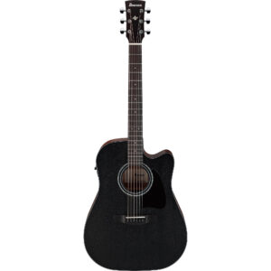 Ibanez AW247CE-WKH - Electro Acoustic, Cutaway Dreadnought, Weathered Black Open Pore - Natural Back & Sides
