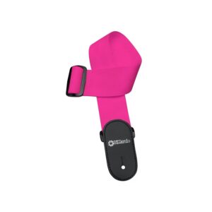 DiMarzio® Nylon Tab Strap, 2", Leather Ends, Neon Pink