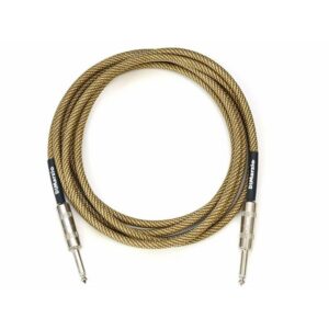 DiMarzio® Overbraid Guitar Cable, 10ft, Switchcraft® Straight/Angled Jacks, Vintage Tweed