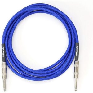 DiMarzio® Overbraid Guitar Cable, 10ft, Switchcraft® Straight Jacks, Electric Blue
