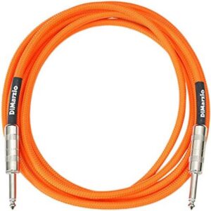 DiMarzio® Overbraid Guitar Cable, 10ft, Switchcraft® Straight Jacks, Neon Orange