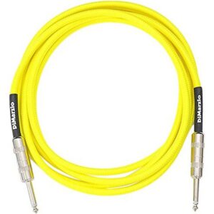 DiMarzio® Overbraid Guitar Cable, 10ft, Switchcraft® Straight Jacks, Neon Yellow