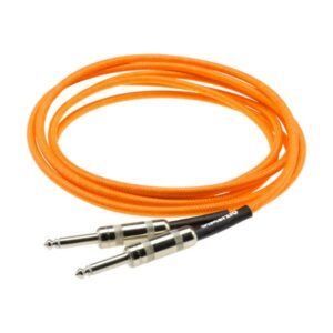 DiMarzio® Overbraid Guitar Cable, 18ft, Switchcraft® Straight Jacks, Neon Orange