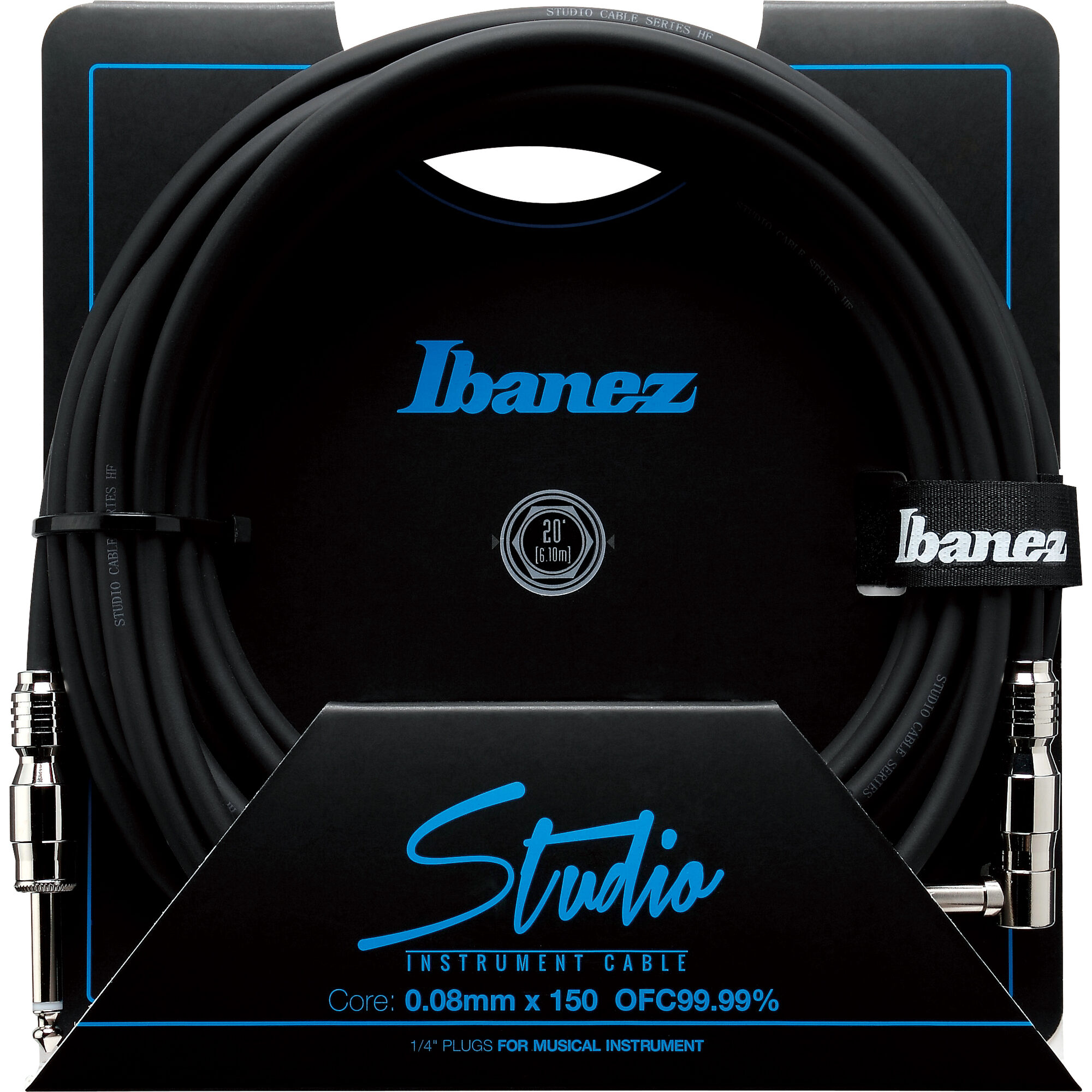 Ibanez HF20L Studio Instrument Cable 20ft - Straight/Angled Plugs