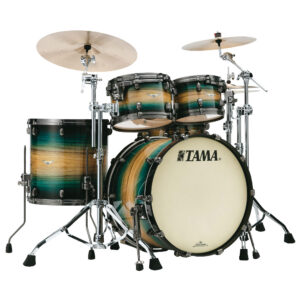 TAMA ME42TZUS-LEWB STARCLASSIC Maple 4-Piece Shell Pack with 22" Bass Drum, Smoked Black Nickel Hardware - Emerald Pacific Walnut Burst