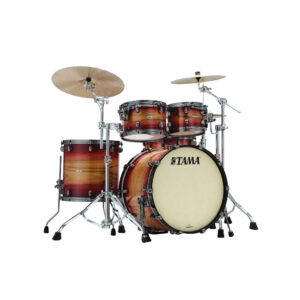 TAMA ME42TZUS-LRWB STARCLASSIC Maple 4-Piece Shell Pack with 22" Bass Drum, Smoked Black Nickel Hardware - Ruby Pacific Walnut Burst
