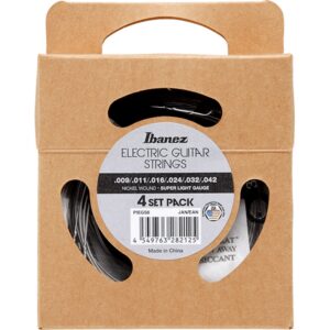 Ibanez PIEGS6 - Electric Guitar Strings 6-String Super Light (.009–.042) (4 Pack)